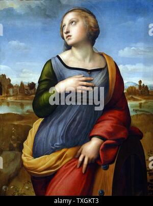 Gemälde mit dem Titel "Die Heilige Katharina von Alexandria" von Raffaello Sanzio da Urbino (1483-1520) ein italienischer Maler und Architekt der Hochrenaissance. Datiert aus dem 16. Jahrhundert Stockfoto