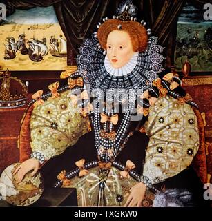 Gemälde mit dem Titel "Armada-Portrait" von Queen Elizabeth i. von England (1533-1603). Gemalt von George Gower (1540-1596) ein englischer Porträtmaler. Datiert aus dem 16. Jahrhundert Stockfoto