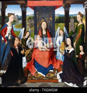 Triptychon Gemälde mit dem Titel The Donne Triptychon von Hans Memling (1430-1494) Deutsch altniederländischen Maler. Vom 15. Jahrhundert Stockfoto