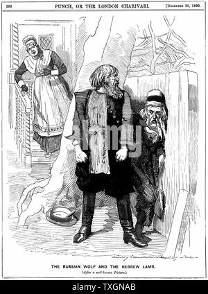 Cartoon aus "Punch", London, 20. Dezember 1890, kommentierte die Verfolgung der Juden in Russland. Stockfoto