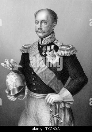 Nikolaus I. (1796-1855) Zar von Russland ab 1825 c 186 0 Gravur in Uniform, Helm bekrönt mit kaiserlichen Doppeladler Stockfoto