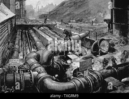 South Metropolitan Gas Unternehmen arbeitet, East Greenwich, London: Die Kondensatoren. 1891 Holzstich veröffentlicht Paris Stockfoto