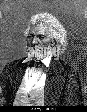 Frederick Douglass (1817-1895), amerikanischer Diplomat, Abolitionist und Schriftsteller. Sohn einer Sklavin, ein mulatte, floh er aus der Sklaverei im 21. Holzstich 1875 Stockfoto
