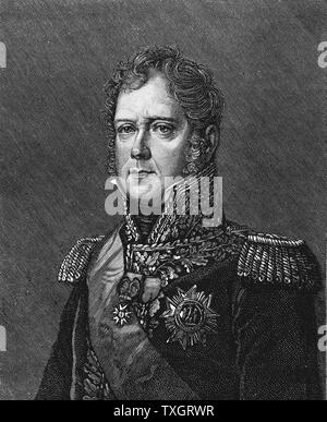 Michel Ney (1769-1815) Französische Soldaten. Eine von Napoleons Marschälle. Led-französischen Zentrum bei Waterloo. Zum Tod Verurteilte wegen Hochverrats und schoss Holzstich Stockfoto