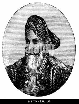 Dost Mohammad Khan (1793-1863) Herrscher von Afghanistan 1826-63. Gründer von barakzai (Barakzay) Dynastie c. 1880 Holzstich Stockfoto