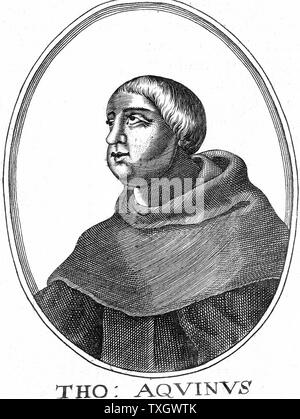 Der hl. Thomas von Aquin (c 1225-74) italienischer Philosoph und Theologe. Joined Dominikanerorden (Dominikaner), unter Albertus Magnus studierte. Schrieb Kommentare zu Aristoteles Kupferstich Stockfoto