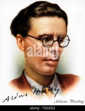 Aldous Leonard Huxley (1894-1963), englischer Essayist und Romancier, am besten für" erinnerte mich an schöne neue Welt" (1932) von der Karte veröffentlicht 1927 Stockfoto