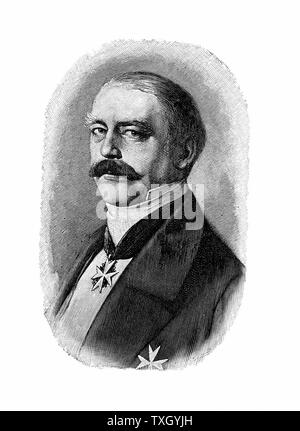 Otto von Bismarck (1815-98) deutsche (preußischen) Staatsmann. Bismarck im Jahre 1858 als Gesandter auf dem Deutschen Reichstag. Gravur Stockfoto