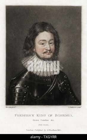 Friedrich V. (1596-1632), Kurfürst, König von Böhmen 1610-23 1619-20 im Winter König. Lithografie nach Van Dyck Stockfoto