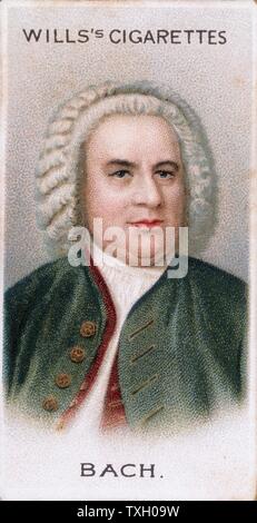 Johann Sebastian BACH (1685-1750), deutscher Komponist und Organist. Farblitho Karte 1912 Stockfoto