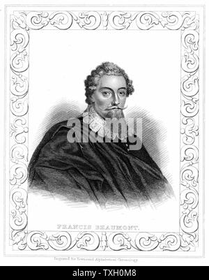 Francis Beaumont (1584-1616), englischer Dramatiker und Dichter. In Zusammenarbeit mit dem Dramatiker John Fletcher. Gravur Stockfoto