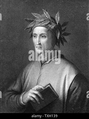 Italienischen Dichters Dante Alighieri (1265-1321). Portrait-Gravur Stockfoto