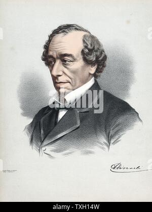 Benjamin Disraeli, 1. Earl of Beaconsfield (1804-81) britischer konservativer Staatsmann. Getönte Lithographie veröffentlicht London c1880 Stockfoto