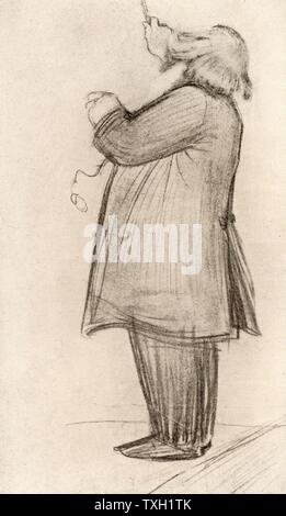 Johannes Brahms (1833-1897) deutscher Komponist, dirigieren. Aus Zeichnung von Willy von Beckerath. Stockfoto