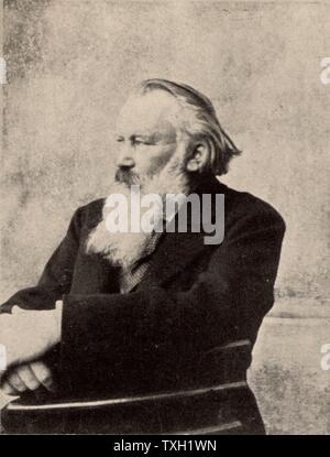 Deutschen Komponisten Johannes Brahms (1833-1897). Foto aufgenommen in Wien 6. Oktober 1895 unterzeichnet. Halbton. Stockfoto