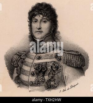 Joachim Murat (1767-1815) Französische Soldaten. Erstellt König von Neapel 1808. Er heiratete Napoleon Bonaparte's Schwester Caroline. Er trug zu den Siegen bei Marengo, Austerlitz, Jena und Eylau. Nach der endgültigen Niederlage Napoleons, wurde er Gericht Kriegsgericht und Schuß. Lithographie, c 1830. Stockfoto