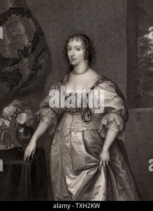 Henrietta Maria (1609-1669), Königin von Charles I von England. Die Tochter von Heinrich IV. von Frankreich und Marie de Medici. Gravur nach dem Porträt von Anthony Vandyke. Stockfoto