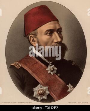 Osman Nuri Pascha (1837?-1900) Allgemeine des Osmanischen Reiches. In der Krim Krieg (1854-1856). Erstellt Feldmarschall im Russisch-türkischen Krieg (1877-1878). Von "Der moderne Portrait Gallery' (London, c 1880). Getönte Lithographie. Stockfoto