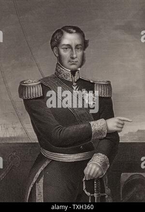 Ferdinand Alphonse Hameln (1796-1864), französischer Admiral. Während des Krimkrieges (Russisch-türkischen) Krieg (1853-1856) er die französische Flotte in Zusammenarbeit mit britischen geboten bei der Bombardierung von Odessa (1854). Gravur. Stockfoto