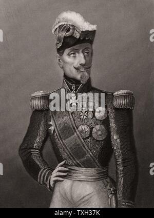 Jacques Le Roy de Saint Arnaud (1796-1854) französische Feldherr. Kriegsminister zu Napoleon III (1851-1854), Marschall von Frankreich; die französischen Streitkräfte während des Krimkrieges (Russisch-türkischen) Krieg geboten. Er starb auf dem Weg nach Hause nach der Schlacht von Alma. Gravur c 1856. Stockfoto