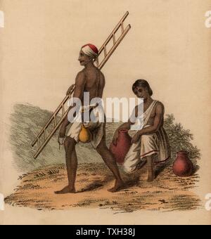 Milch - sourer und seine Frau: Indien. Hand - farbige Gravur veröffentlicht Rudolph Ackermann, London, 1822. Stockfoto