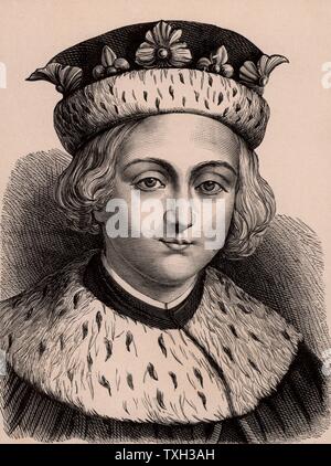 Edward V (1470-1483) König von England 1483. Sohn von Edward V und einer der Prinzen im Tower. Mit seinem jüngeren Bruder er im Tower von London von seinem Onkel inhaftiert war, Richard Herzog von Gloucester (Richard III.), in dem er starb, vermutlich ermordet. Ein Mitglied der Yorkist Dynastie. 1900 Holzstich Stockfoto