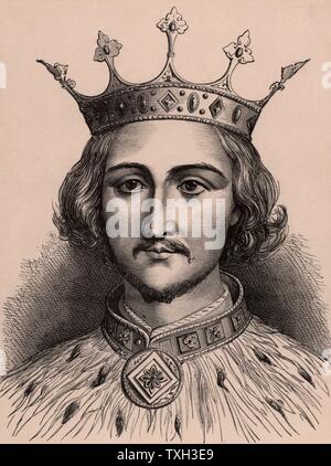 Richard II (1367-1400) König von England von 1377; gezwungen, September 1399 zur Abdankung zugunsten von Henry Bolingbroke (Heinrich IV.). Gestorben, wahrscheinlich ermordet, in Pontefract Castle früh in 1400. Ein Mitglied der Dynastie Plantagenet. 1900 Holzstich Stockfoto