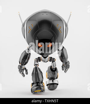 Schlechte schwarz robotic Kreatur mit roten Augen wütend, 3D-Rendering Stockfoto