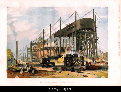 1857 Illustrated London News Ergänzung Abbildung: Isambard Kingdom Brunel's Schiff SS Great Eastern im Bau an Millwall, London Stockfoto