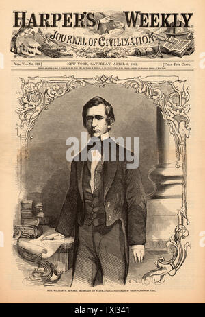 1861 Harper's Weekly Vorderseite William Seward, US-Außenministerin Stockfoto