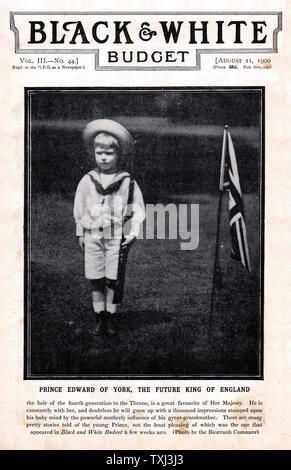 1900 Schwarz & Weiß Vorderseite reporting Budget Prince Edward von York, später König Edward VIII. Stockfoto