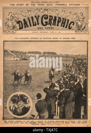 1910 tägliche graphische Startseite Lemberg gewinnt das Epsom Derby Stockfoto