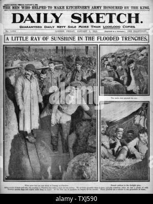 1915 tägliche Skizze vorne Seite Erster Weltkrieg Gräben Stockfoto