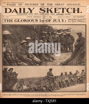 1916 daily Sketch Titelseite Schlacht an der Somme Stockfoto