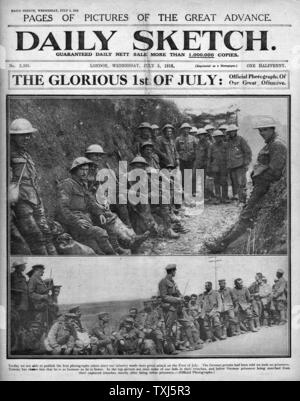 1916 daily Sketch Titelseite Schlacht an der Somme Stockfoto