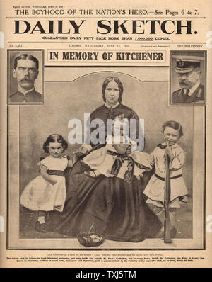 1916 daily Sketch Front Seite Berichterstattung Lord Kitchener als baby Stockfoto