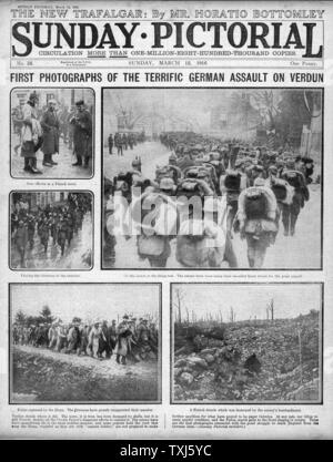 Berichterstattung Schlacht um Verdun 1916 Sonntag bildliche Titelseite Stockfoto