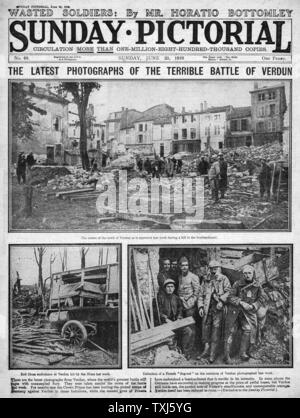 Berichterstattung Schlacht um Verdun 1916 Sonntag bildliche Titelseite Stockfoto