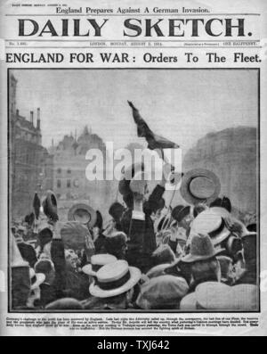 1914 tägliche Skizze Startseite England für den Krieg Stockfoto