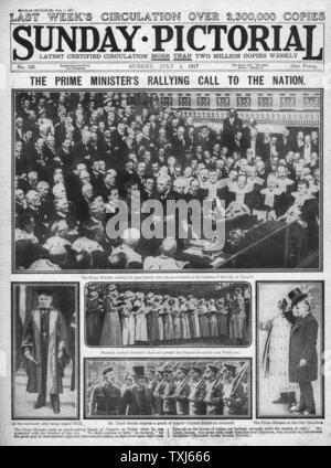 1917 Sonntag bildliche Vorderseite reporting David Lloyd George sprechen in Glasgow Stockfoto