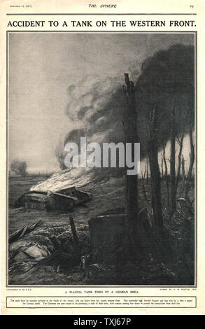 1917 Im Bereich Reporting Tank warfare Stockfoto