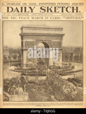 1919 tägliche Skizze Startseite Berichterstattung Frieden März in Paris Stockfoto