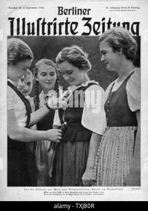 1938 Berliner Illustrirte Zeitung BDM (Bund Deutscher Madel) Deutsche Liga für Mädchen Stockfoto