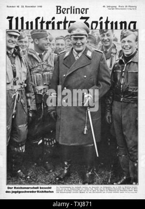 1940 Berliner Illustrierte Zeitung Reichsmarshall Hermann Goring besucht die Richthofen Squadron Stockfoto