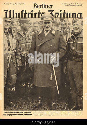 1940 Berliner Illustrierte Zeitung Reichsmarshall Hermann Goring besucht die Richthofen Squadron Stockfoto