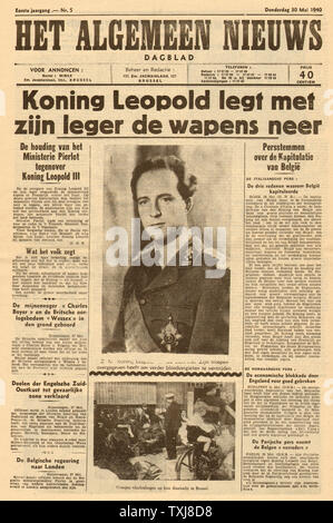 1940 het Algemeen Nieuws Belgien Übergabe Stockfoto