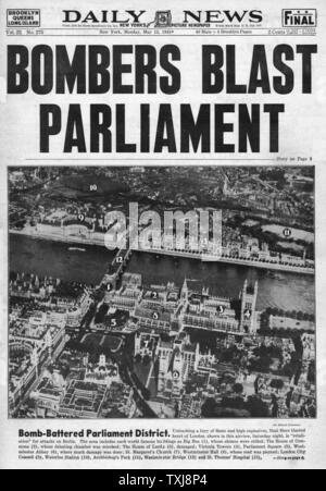 1941 Daily News (New York) Britischen Parlament bombardiert Stockfoto