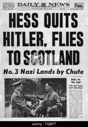 1941 Daily News (New York) Rudolf Hess fliegt nach Großbritannien Stockfoto