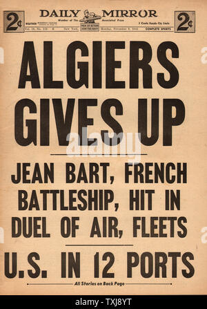 1942 Daily News (New York) Verbündeten in Algier Stockfoto