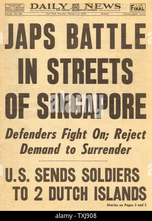 1942 Daily News (New York) Singapur Stockfoto